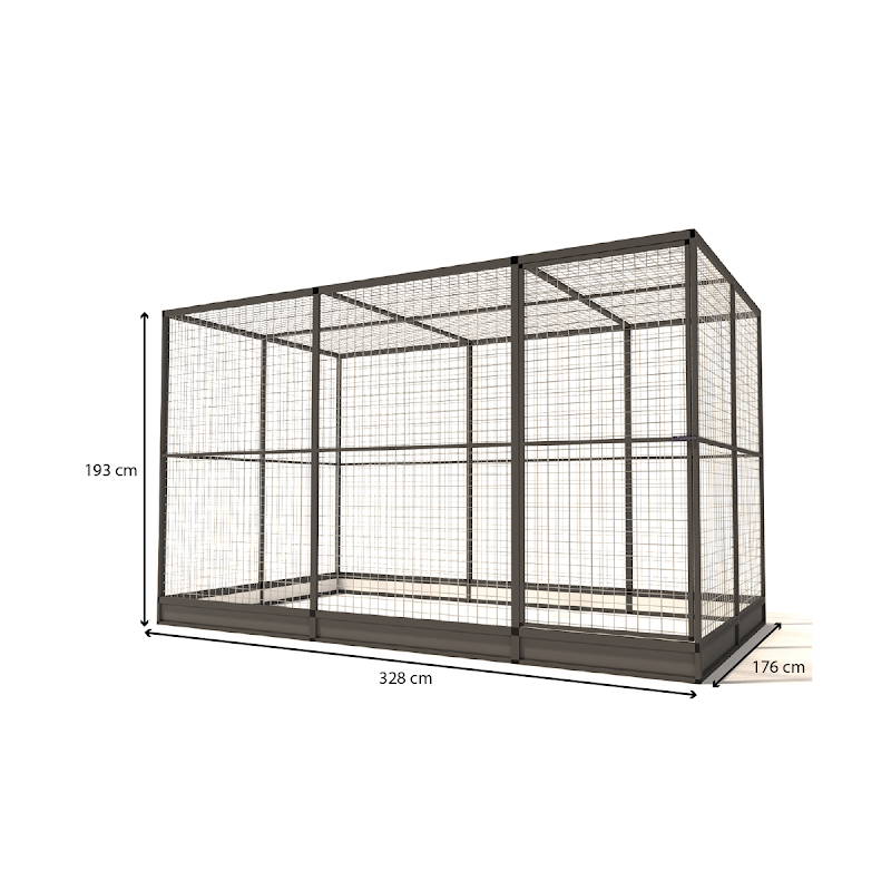Aluminium Kattenren Noa morsrand  50 mm gaas  328 x 176 x 193 cm