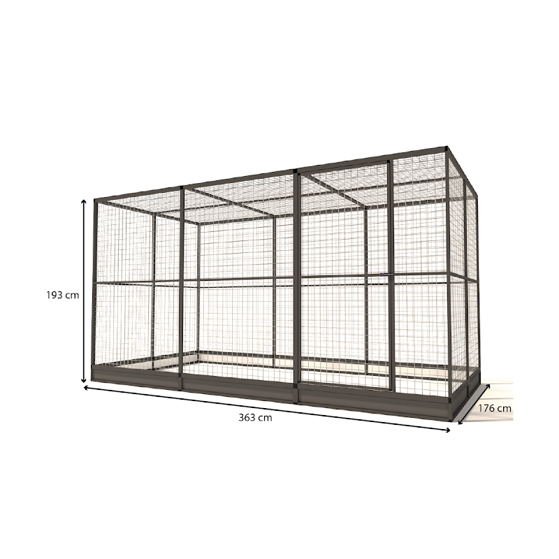 Aluminium Kattenren Noa morsrand  50 mm gaas  363 x 176 x 193 cm
