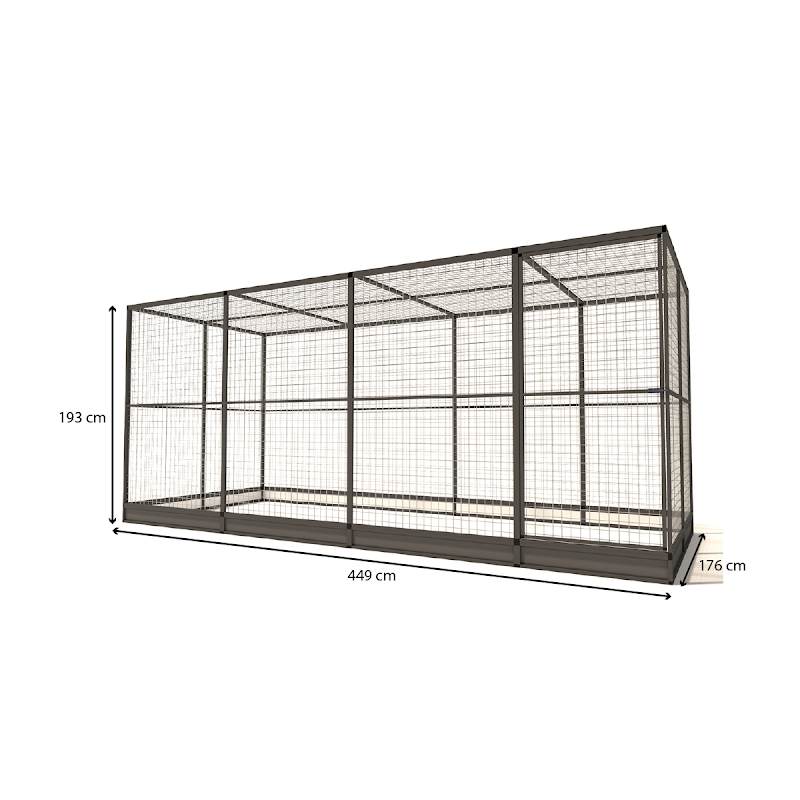 Aluminium Kattenren Noa morsrand  50 mm gaas  449 x 176 x 193 cm