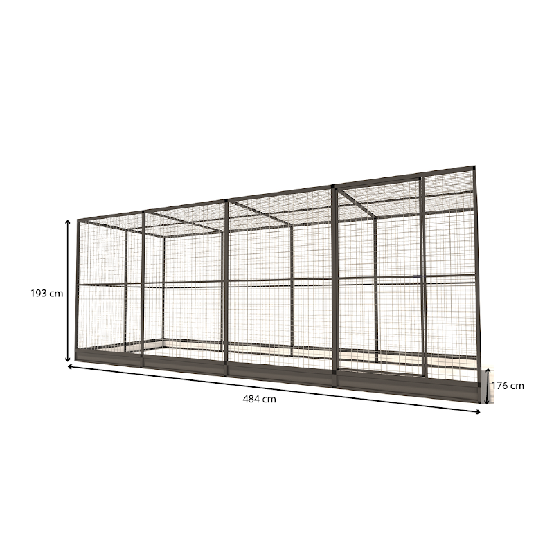 Aluminium Kattenren Noa morsrand  50 mm gaas  484 x 176 x 193 cm