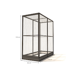 Aluminium Papegaaienkooi met morsrand | 50 mm gaas | 86 x 176 x 193 cm