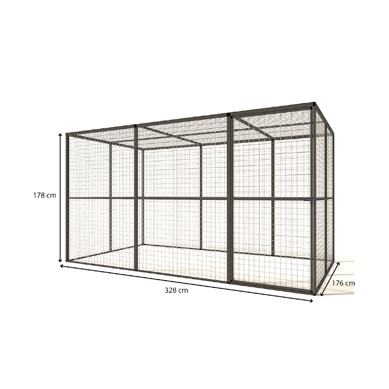 Aluminium Volire Lilly  19 mm gaas  328 x 176 x 178 cm