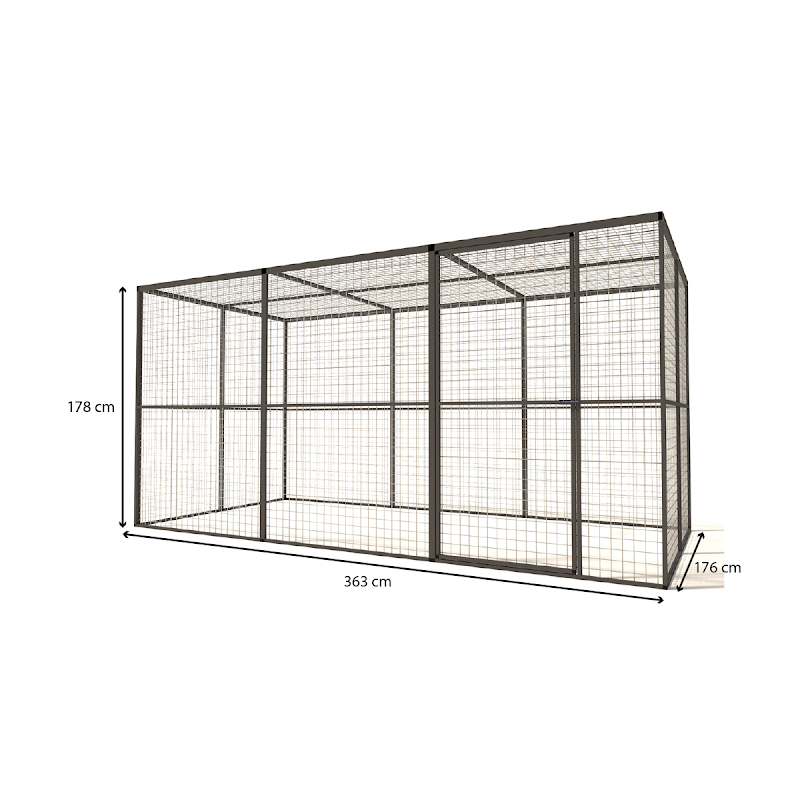 Aluminium Volire Lilly  19 mm gaas  363 x 176 x 178 cm