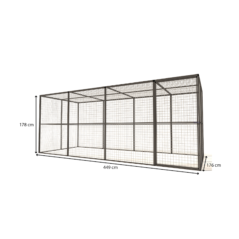 Aluminium Volire Lilly  19 mm gaas  449 x176 x 178 cm