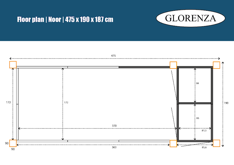 Aluminium Kattenren Noor nachthok en Douglas staanders model 1  50 mm gaas  475 x 190 x 187 cm