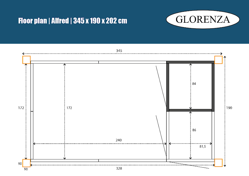 Kattenren Alfred met sluis nachthok model 2  50 mm gaas  345 x 190 x 202 cm