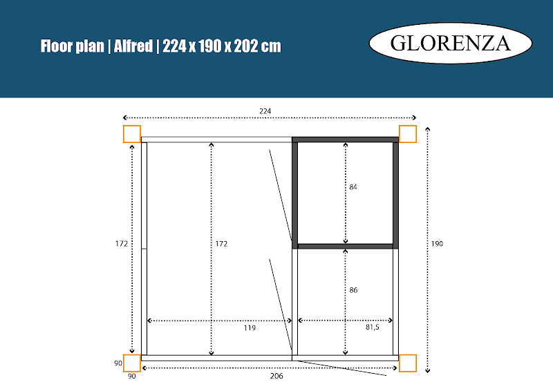 Kattenren Alfred met sluis nachthok model 2  50 mm gaas  224 x 190 x 202 cm